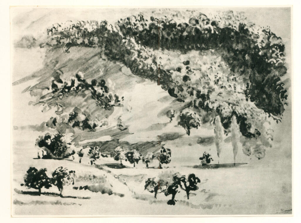 Anonimo , Delacroix, Eugène - sec. XIX - Paesaggio con alberi , fronte