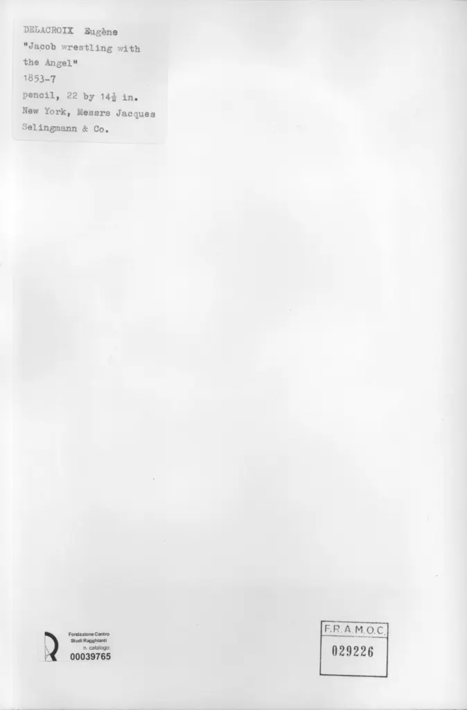 Anonimo , Delacroix, Eug&egrave;ne - sec. XIX -Jacob wrestling with the Angel , retro