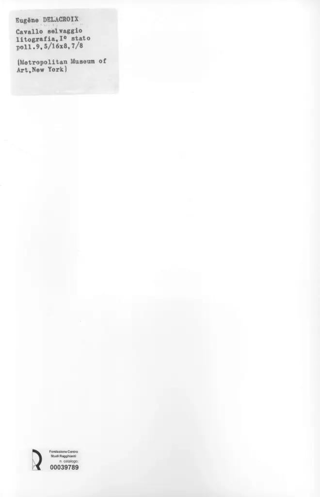 Anonimo , Delacroix, Eug&egrave;ne - sec. XIX - Cavallo selvaggio , retro