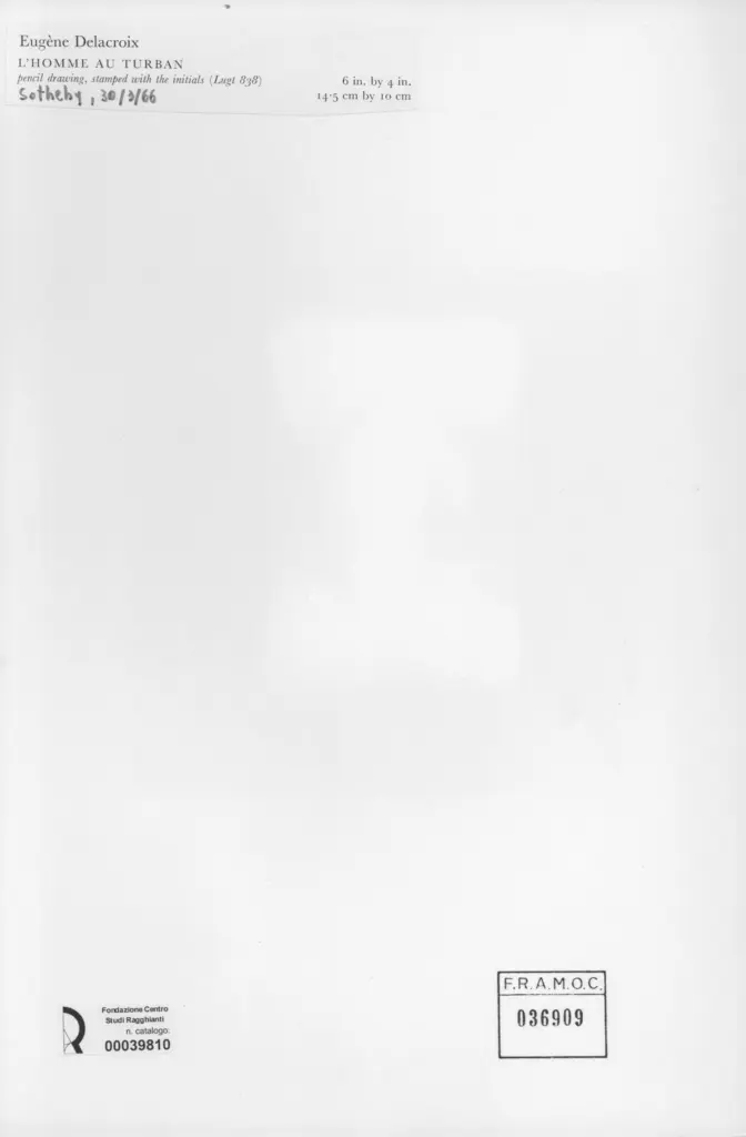 Anonimo , Delacroix, Eug&egrave;ne - sec. XIX - L'Homme Au Turban , retro