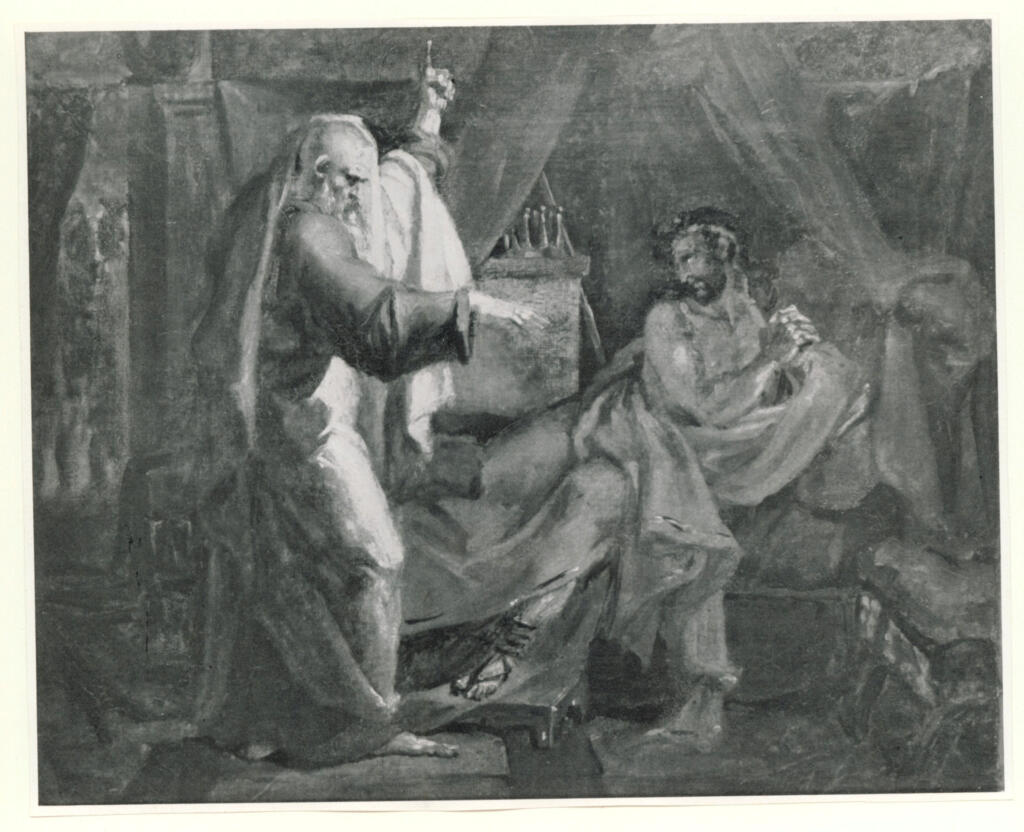 Anonimo , Delacroix, Eugène - sec. XIX - Samuel apparaissant à Saul , fronte