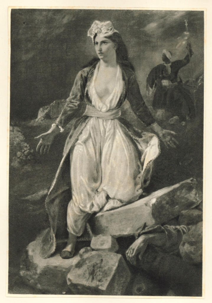 Anonimo , Delacroix, Eugène - sec. XIX - La Grèce expirant sur les ruins de Missolonghi , fronte
