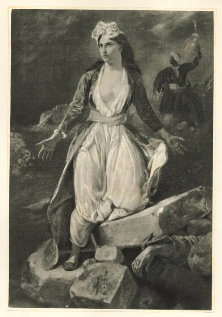 Anonimo , Delacroix, Eug&egrave;ne - sec. XIX - La Gr&egrave;ce expirant sur les ruins de Missolonghi , fronte