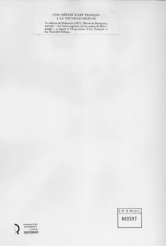 Anonimo , Delacroix, Eug&egrave;ne - sec. XIX - La Gr&egrave;ce expirant sur les ruins de Missolonghi , retro