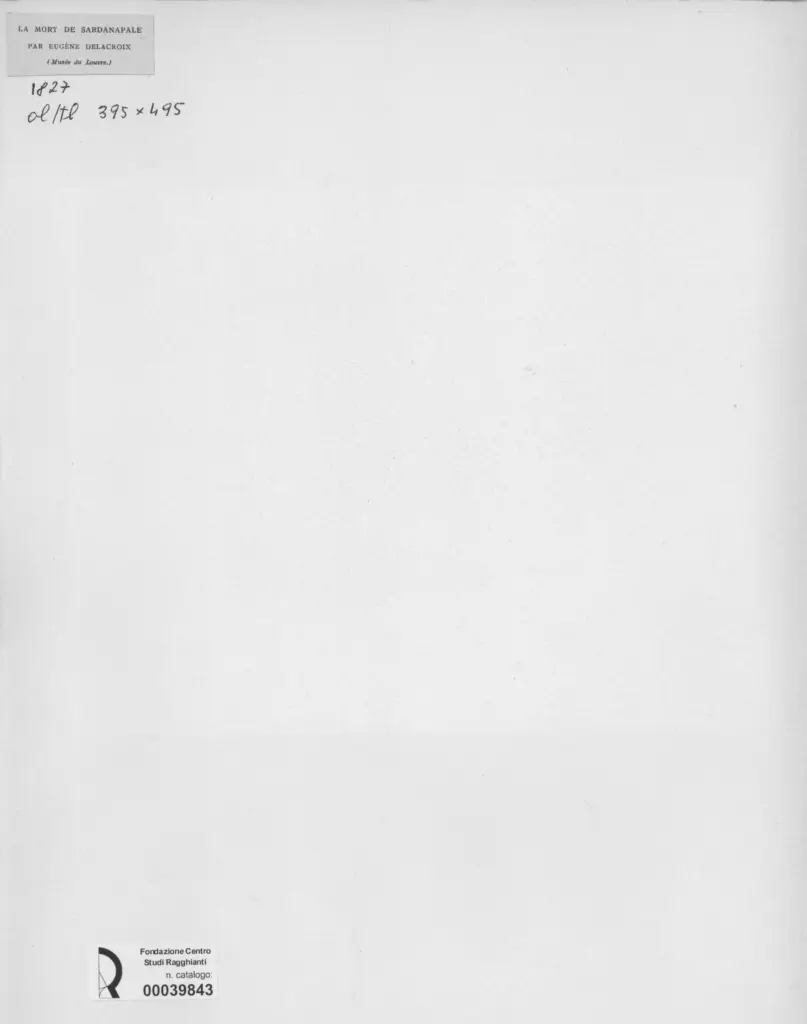 Anonimo , Delacroix, Eug&egrave;ne - sec. XIX - La morte di Sardanapalo , retro