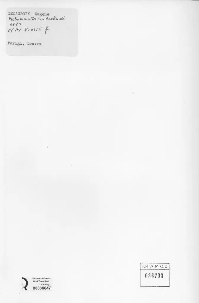 Anonimo , Delacroix, Eug&egrave;ne - sec. XIX - Natura morta con crostacei , retro