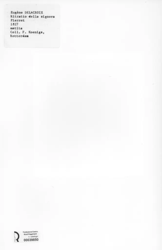 Anonimo , Delacroix, Eug&egrave;ne - sec. XIX - Ritratto della signora Pierret , retro