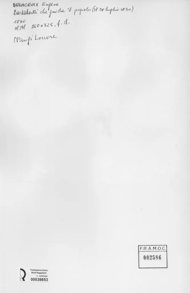 Anonimo , Delacroix, Eug&egrave;ne - sec. XIX - La libert&agrave; che guida il popolo (il 28 luglio 1830) , retro