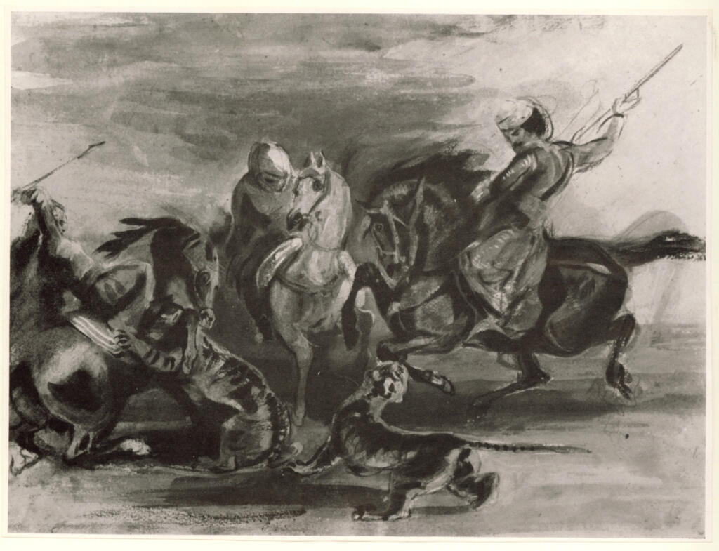 Anonimo , Delacroix, Eugène - sec. XIX - Chasse au tigre , fronte