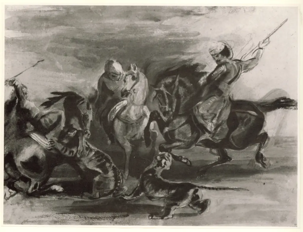 Anonimo , Delacroix, Eug&egrave;ne - sec. XIX - Chasse au tigre , fronte