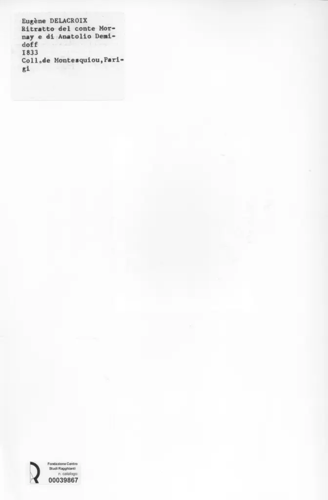Anonimo , Delacroix, Eug&egrave;ne - sec. XIX - Ritratto del conte Mornay e di Anatolio Demidoff , retro