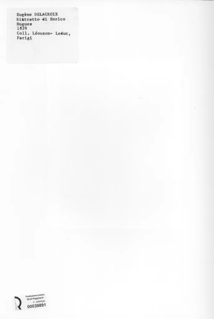 Anonimo , Delacroix, Eug&egrave;ne - sec. XIX - Ritratto di Enrico Hugues , retro