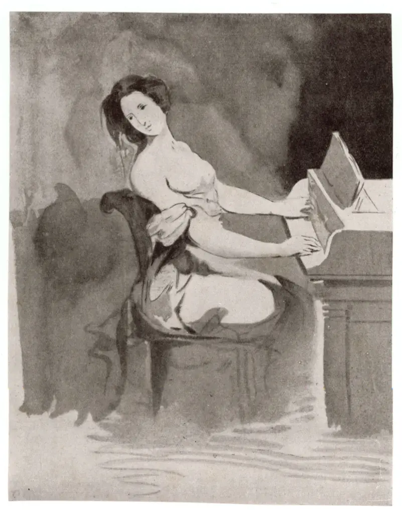 Anonimo , Delacroix, Eug&egrave;ne - sec. XIX - L'amante al pianoforte , fronte