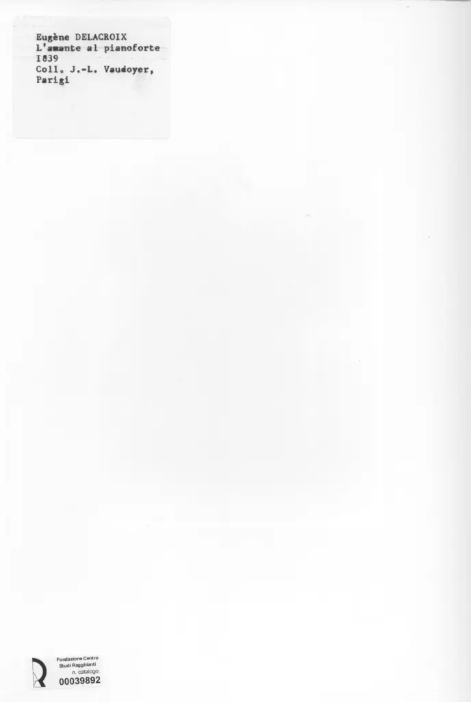 Anonimo , Delacroix, Eug&egrave;ne - sec. XIX - L'amante al pianoforte , retro