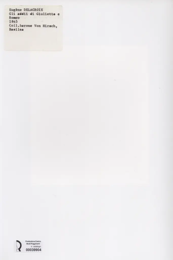Anonimo , Delacroix, Eug&egrave;ne - sec. XIX - Gli addii di Giulietta e Romeo , retro