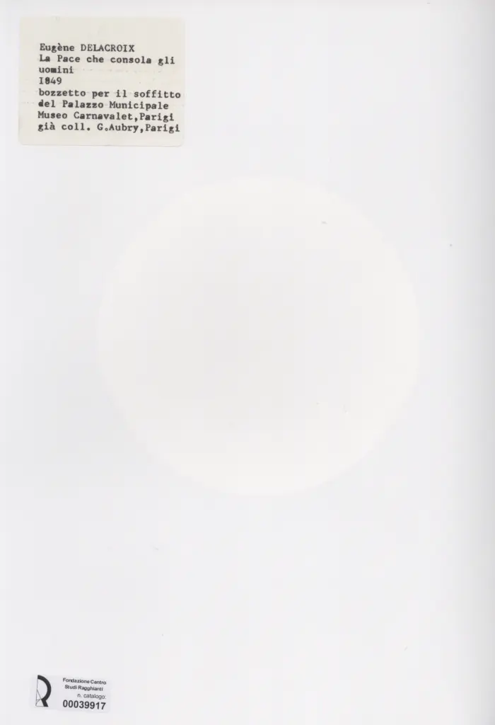 Anonimo , Delacroix, Eug&egrave;ne - sec. XIX - La pace che consola gli uomini , retro