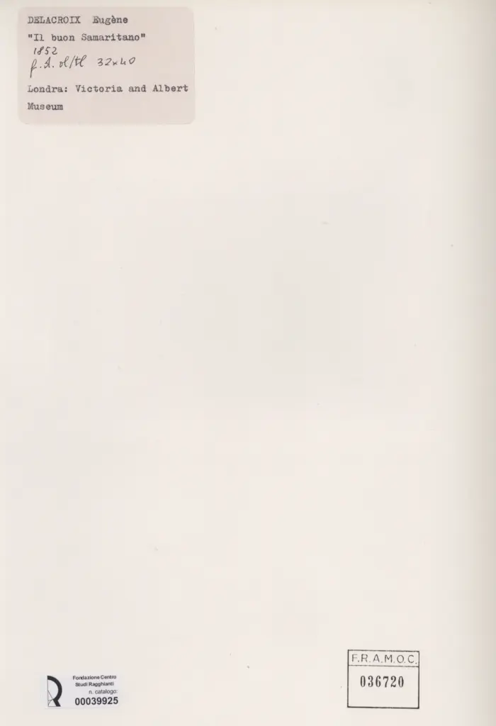 Anonimo , Delacroix, Eug&egrave;ne - sec. XIX - Il buon Samaritano , retro