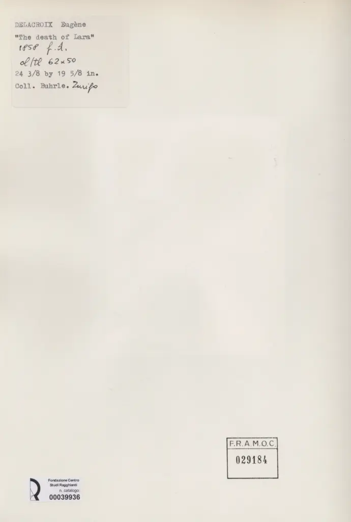 Anonimo , Delacroix, Eug&egrave;ne - sec. XIX - The death of Lara , retro