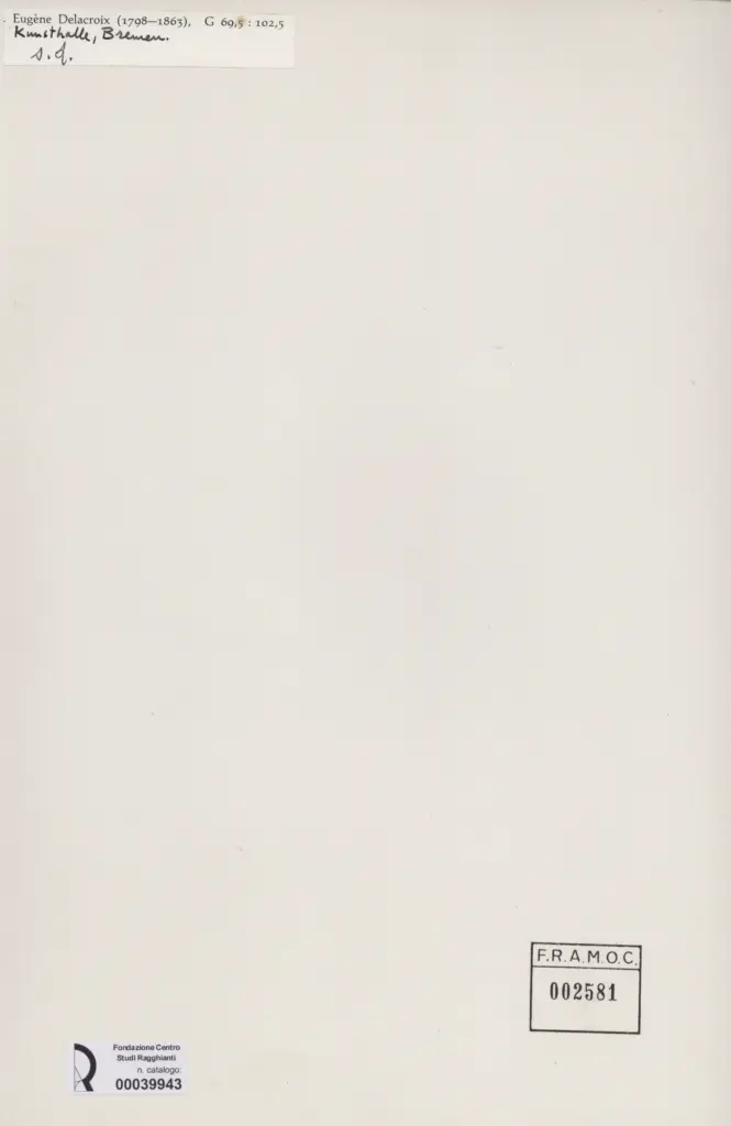 Anonimo , Delacroix, Eug&egrave;ne - sec. XIX - Battaglia a cavallo , retro