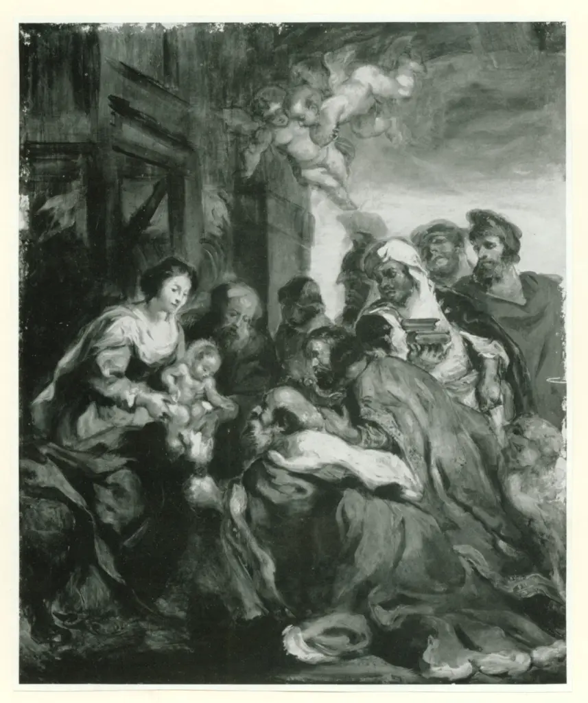 Anonimo , Delacroix, Eug&egrave;ne - sec. XIX - Adoration des Mages , fronte