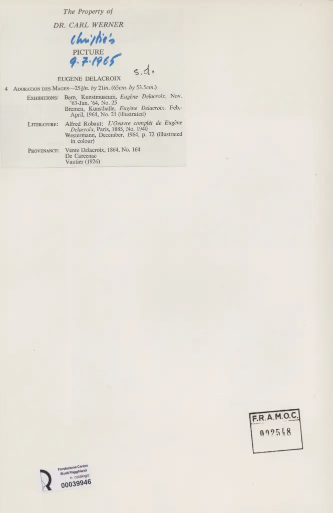 Anonimo , Delacroix, Eug&egrave;ne - sec. XIX - Adoration des Mages , retro