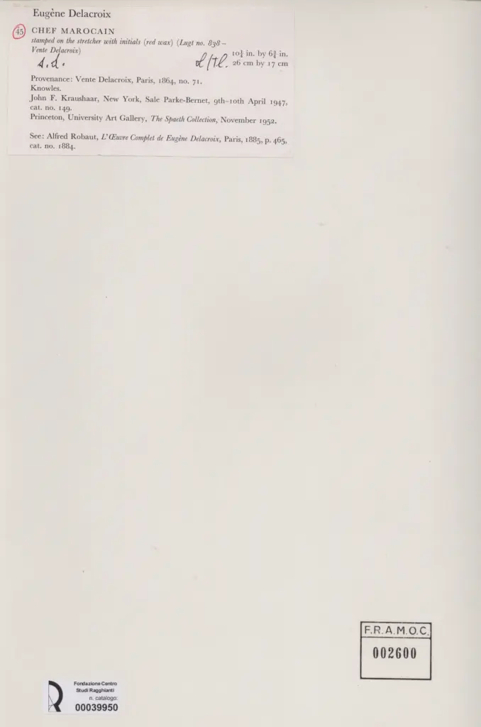 Anonimo , Delacroix, Eug&egrave;ne - sec. XIX - Chef marocain , retro