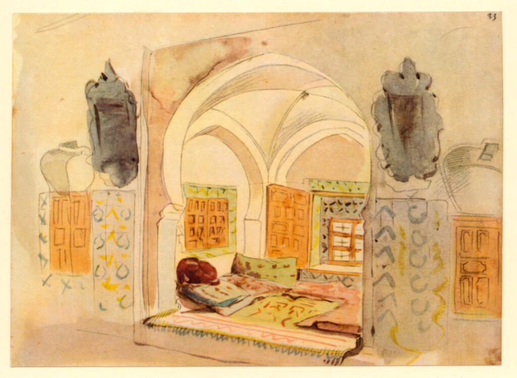 Anonimo , Delacroix, Eugène - sec. XIX - Une cour à Tanger , fronte