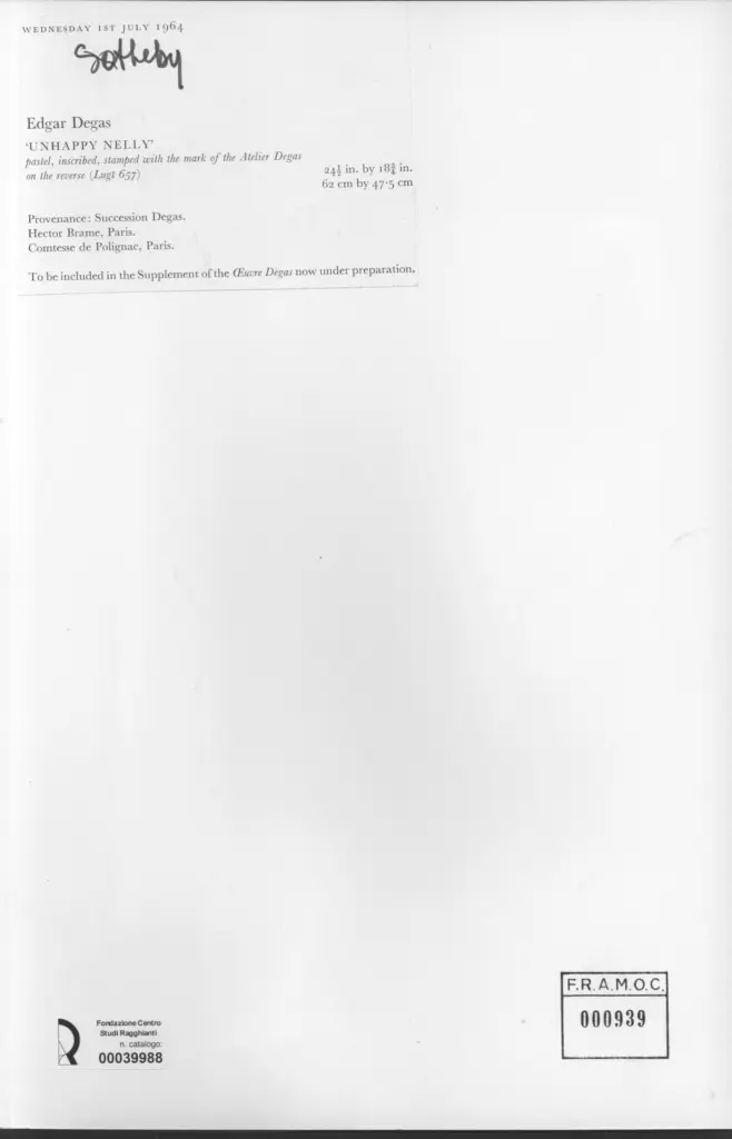 Anonimo , Degas, Edgar - sec. XIX - Unhappy Nelly , retro