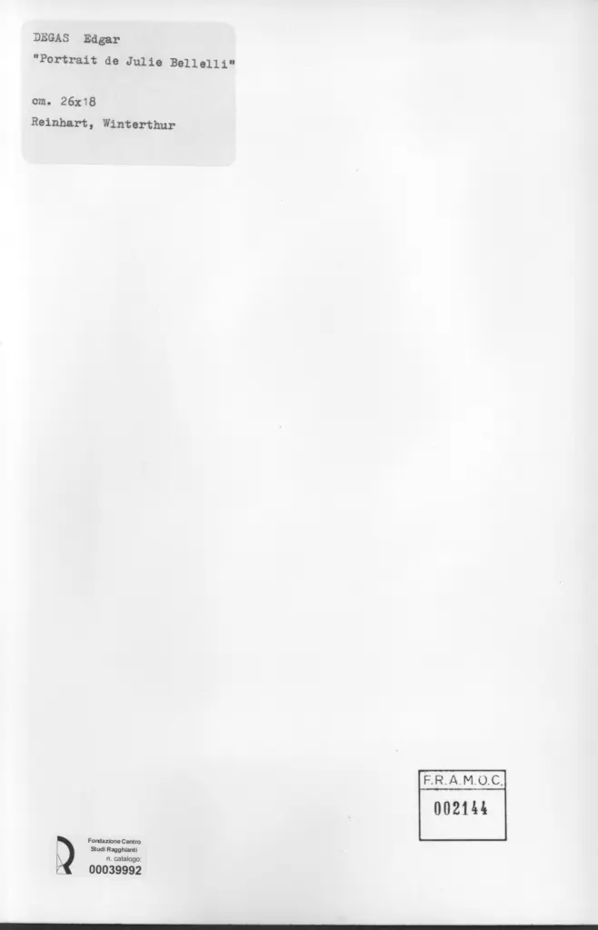 Anonimo , Degas, Edgar - sec. XIX - Portrait de Julie Bellelli , retro
