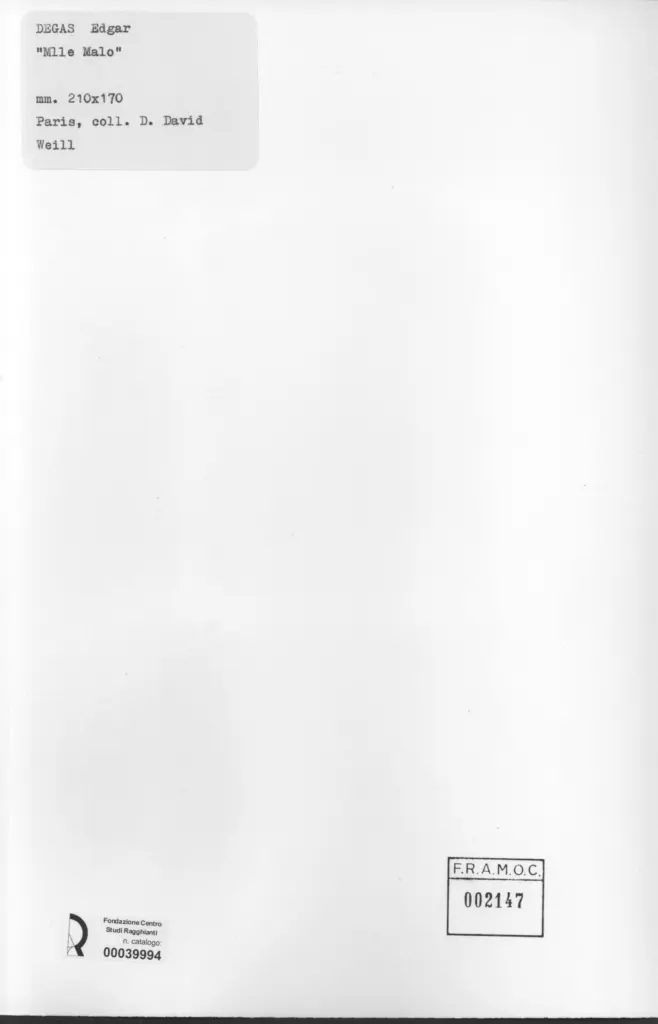 Anonimo , Degas, Edgar - sec. XIX - M.lle Malo , retro