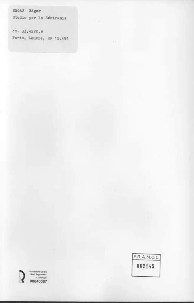 Anonimo , Degas, Edgar - sec. XIX - Studio per la Sémiramis , retro