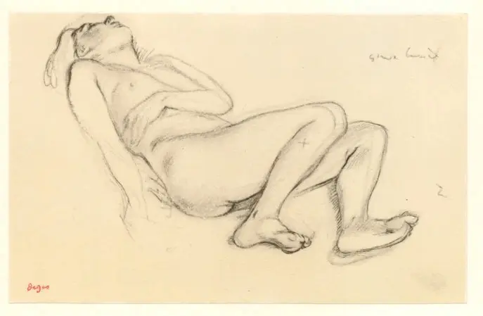 Anonimo , Degas, Edgar - sec. XIX - Femme nue couch&egrave;e - Nude woman lying , fronte