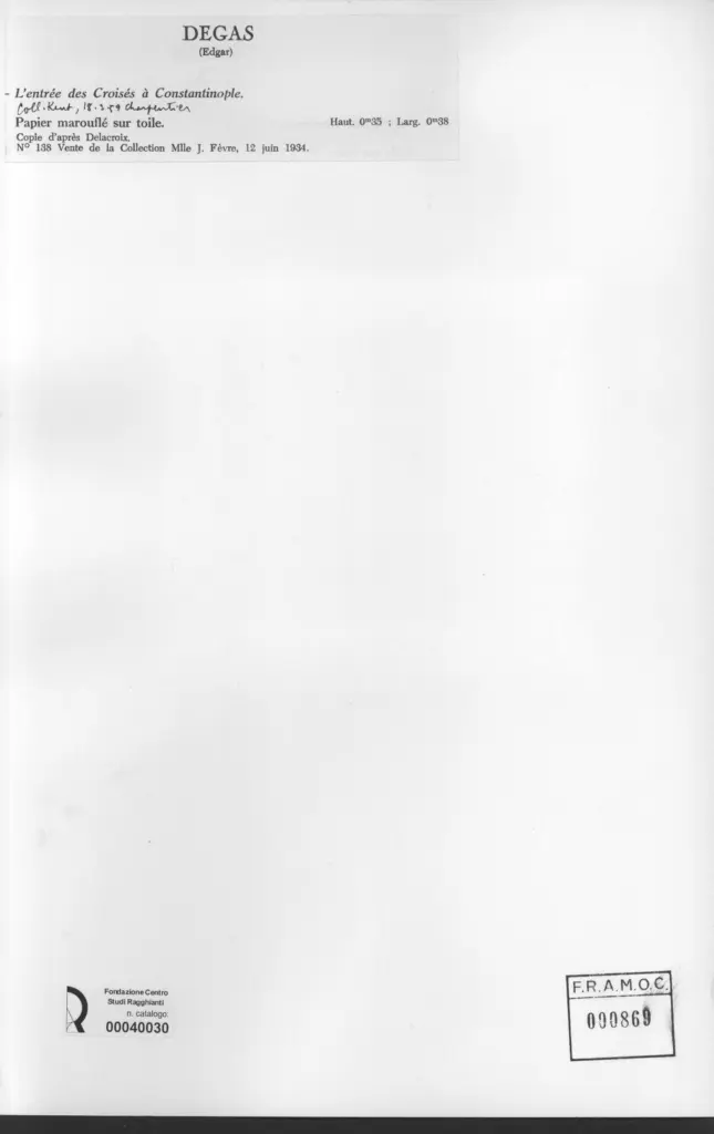Anonimo , Degas, Edgar - sec. XIX - L'entr&eacute;e des Crois&eacute;s &agrave; Constantinople , retro