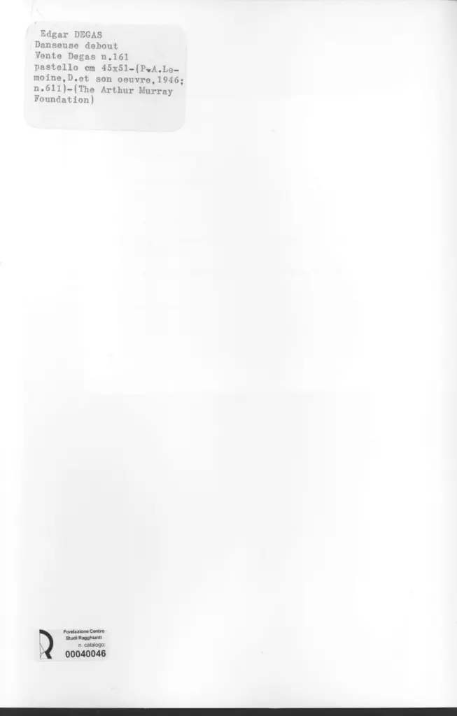 Anonimo , Degas, Edgar - sec. XIX - Danseuse debout , retro