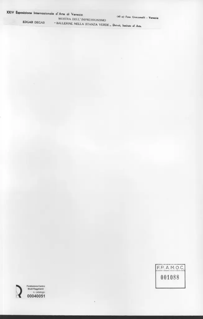 Giacomelli , Degas, Edgar - sec. XIX - Ballerine nella stanza verde , retro