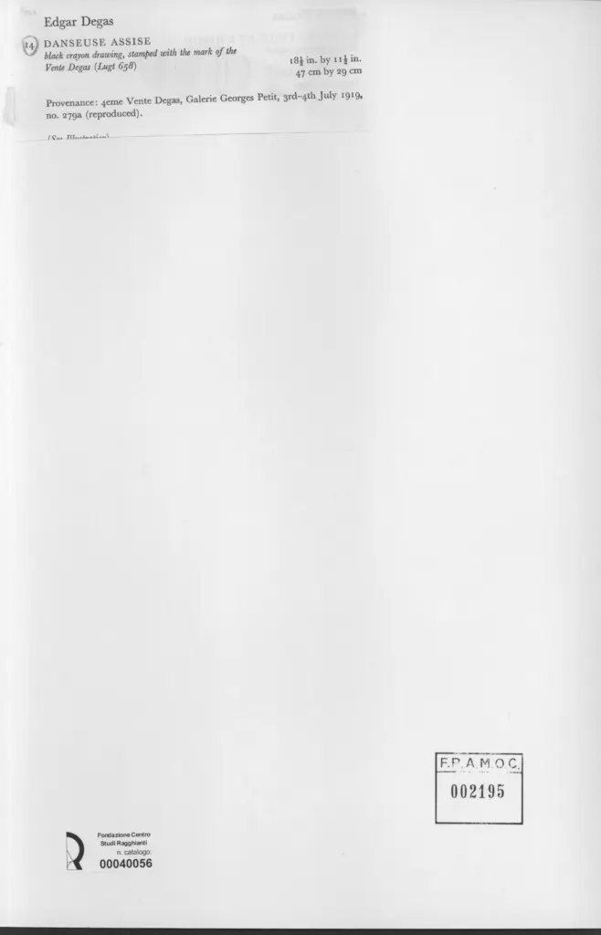 Anonimo , Degas, Edgar - sec. XIX - Danseuse assise , retro