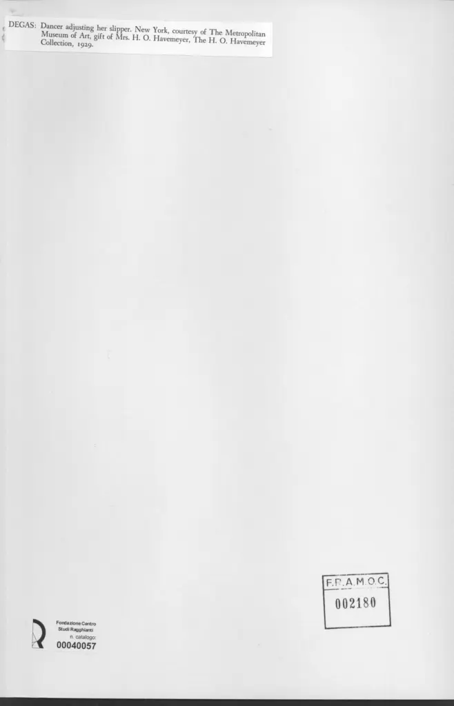 Anonimo , Degas, Edgar - sec. XIX - Dancer adjusting her slipper , retro