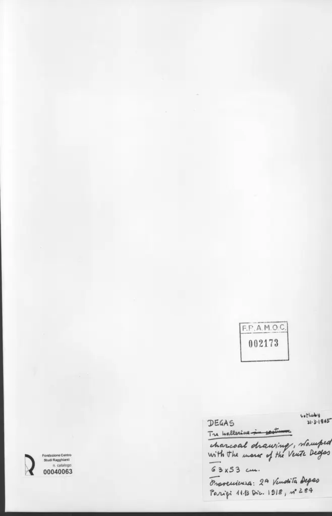 Anonimo , Degas, Edgar - sec. XIX - Tre ballerine , retro