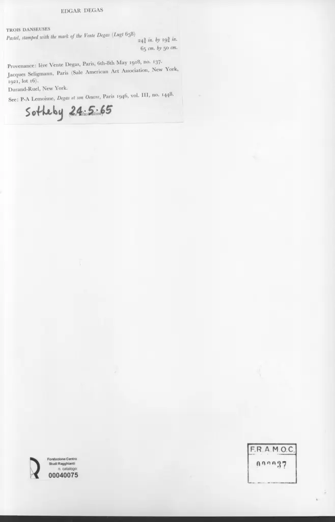 Anonimo , Degas, Edgar - sec. XIX - Trois danseuses , retro