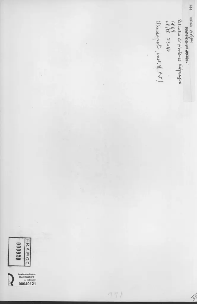 Anonimo , Degas, Edgar - sec. XIX - Ritratto di Hortense Valpin&ccedil;on , retro