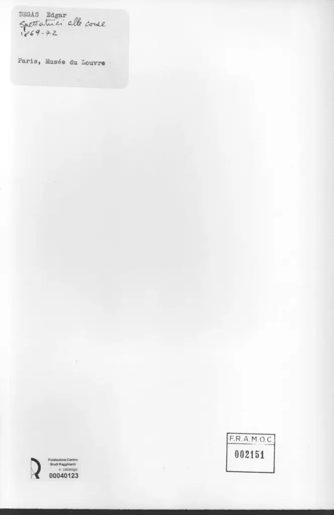 Anonimo , Degas, Edgar - sec. XIX - Spettatrici alle corse , retro