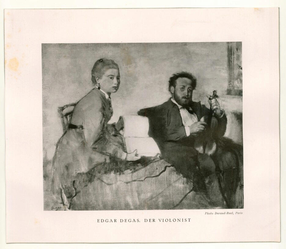 Durand-Ruel , Degas, Edgar - sec. XIX - Violinista e donna con spartito musicale , fronte