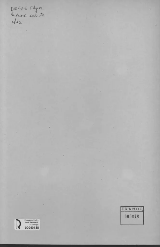 Anonimo , Degas, Edgar - sec. XIX - Signora seduta , retro