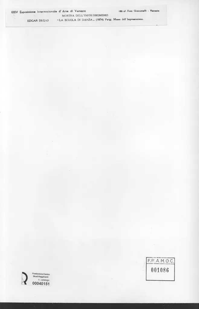 Giacomelli , Degas, Edgar - sec. XIX - La scuola di danza , retro