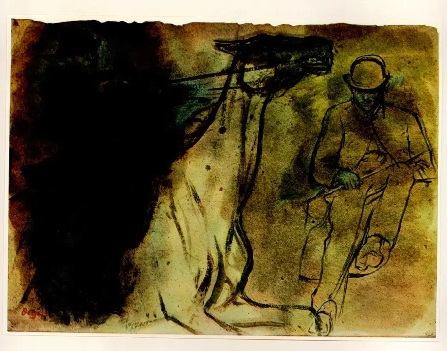 Anonimo , Degas, Edgar - sec. XIX - Due stallieri a cavallo , fronte