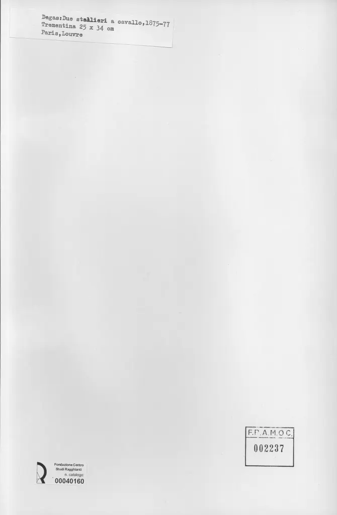 Anonimo , Degas, Edgar - sec. XIX - Due stallieri a cavallo , retro