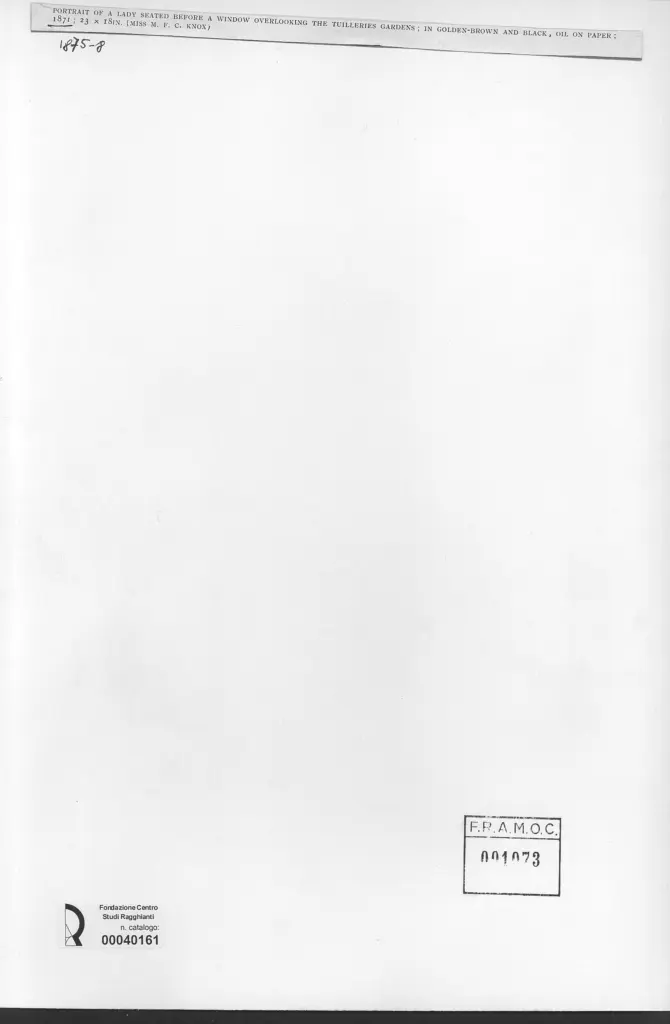 Anonimo , Degas, Edgar - sec. XIX - Portrait of lady seated before a window overlooking the Tuilleries Gardens , retro