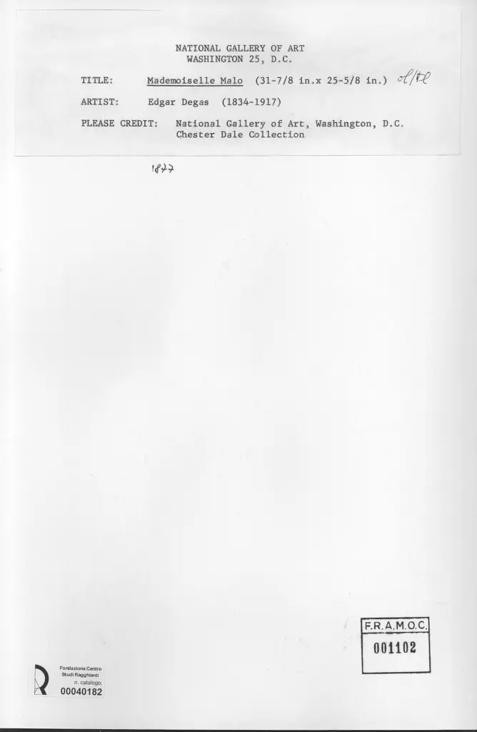 Anonimo , Degas, Edgar - sec. XIX - Mademoiselle Malo , retro