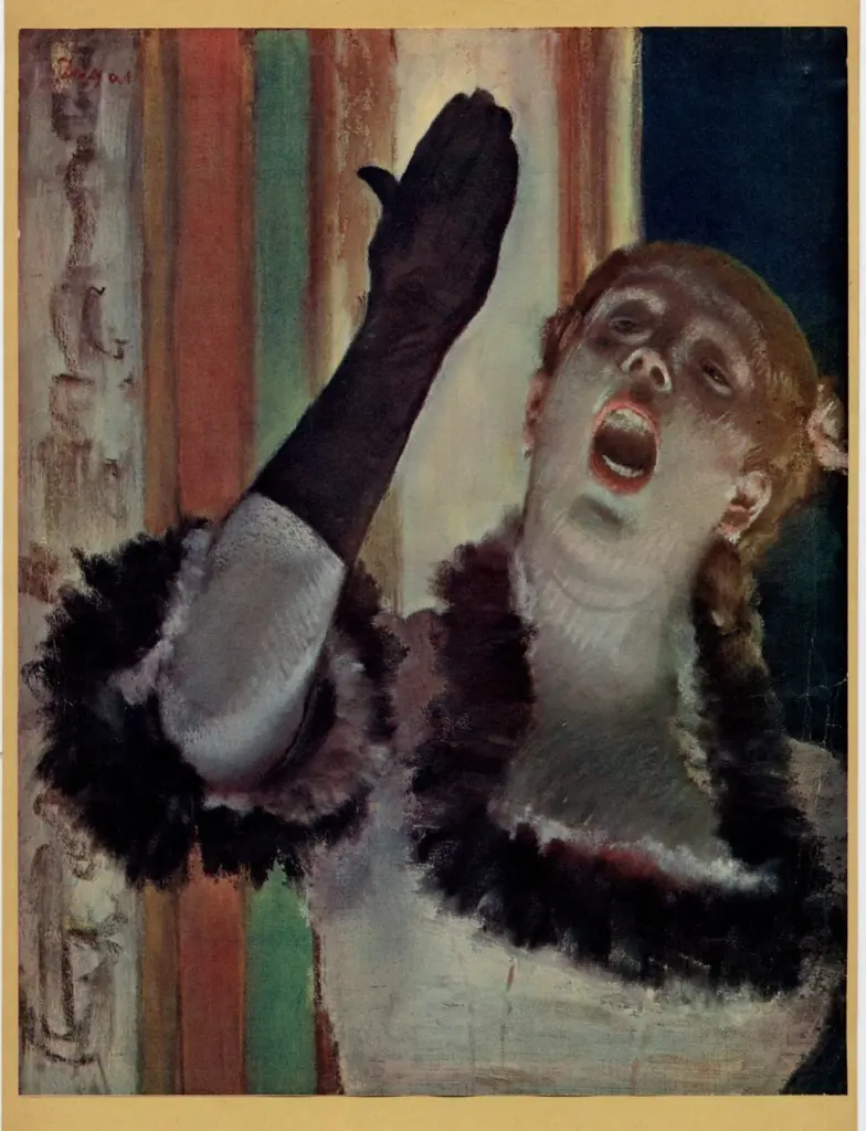Anonimo , Degas, Edgar - sec. XIX - Cantante di caff&eacute; concerto con guanto , fronte