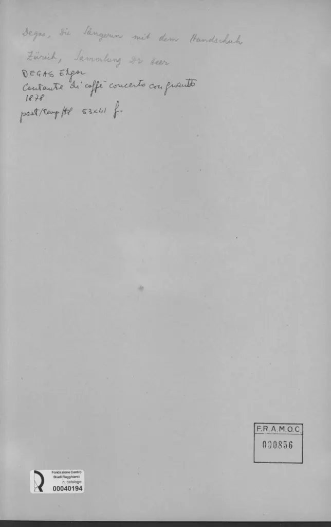 Anonimo , Degas, Edgar - sec. XIX - Cantante di caff&eacute; concerto con guanto , retro